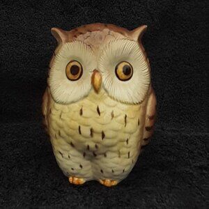 Otagiri Mid Century OMC Japan Owl Bird Piggy Hand Painted 5" Ceramic Coin Bank